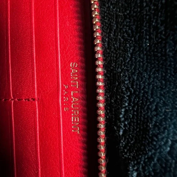Saint Laurent red long wallet  Black Dust Bag and Box. **AUTHENTIC** - Picture 13 of 14
